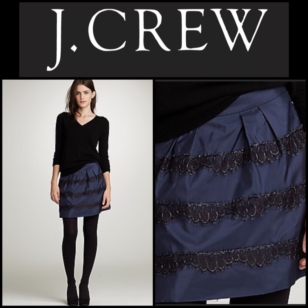 J. Crew 100% Silk and Lace Marvelle Mini Skirt.  Size 6